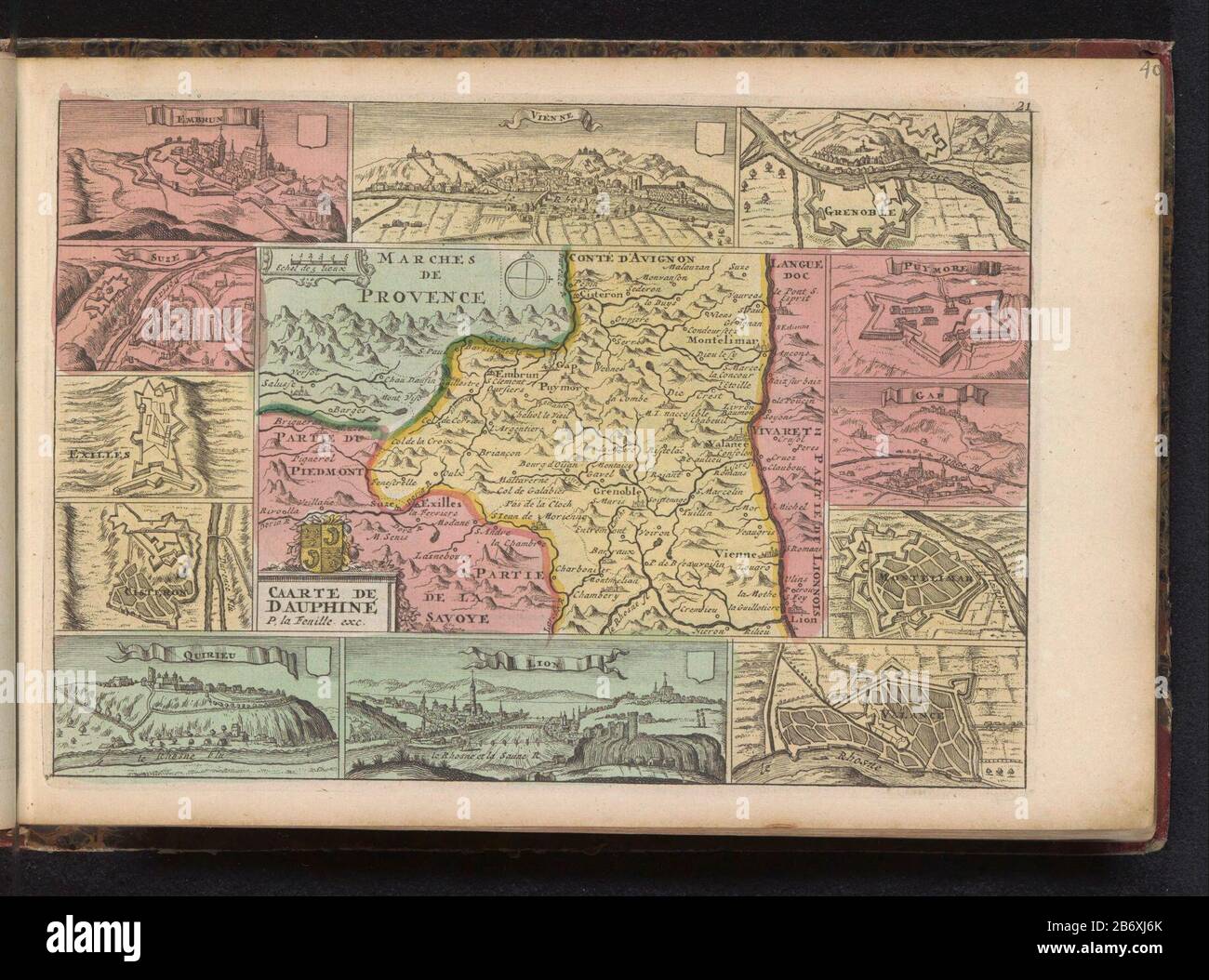 Carte Du Dauphine En France A La Carte Douze Cartes Plus Petites Et Vues Sur La Ville Partie D Un Atlas De 223 Cartes De Pays Et De Villes Et Scenes De Guerre