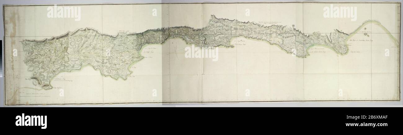 Kaart van de zuidkust tussen Kaap Agulhas en de Sondagsrivier carte de la côte sud entre Cape Agulhas et Sondag River Type de bien: Carte de dessin topographique Numéro d'article: RP-T-1914-17-12 Inscriptions / marques: Annotation, sur toute la carte: Noms de lieux, etc., voir de Jong écriture manuscrite (le premier secrétaire) Description: La carte couvre la zone côtière entre le cap Agulhas à l'ouest et l'embouchure de la rivière Sondag à l'est, au nord par la ligne Swellendam - Plattekloof - long Mountain - Outenikwabergen - Langkloof Mountains - Mediterranean; les noms des différents champs, loin Banque D'Images