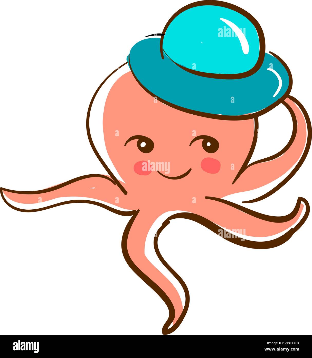 Octopus avec chapeau, illustration, vecteur sur fond blanc. Illustration de Vecteur