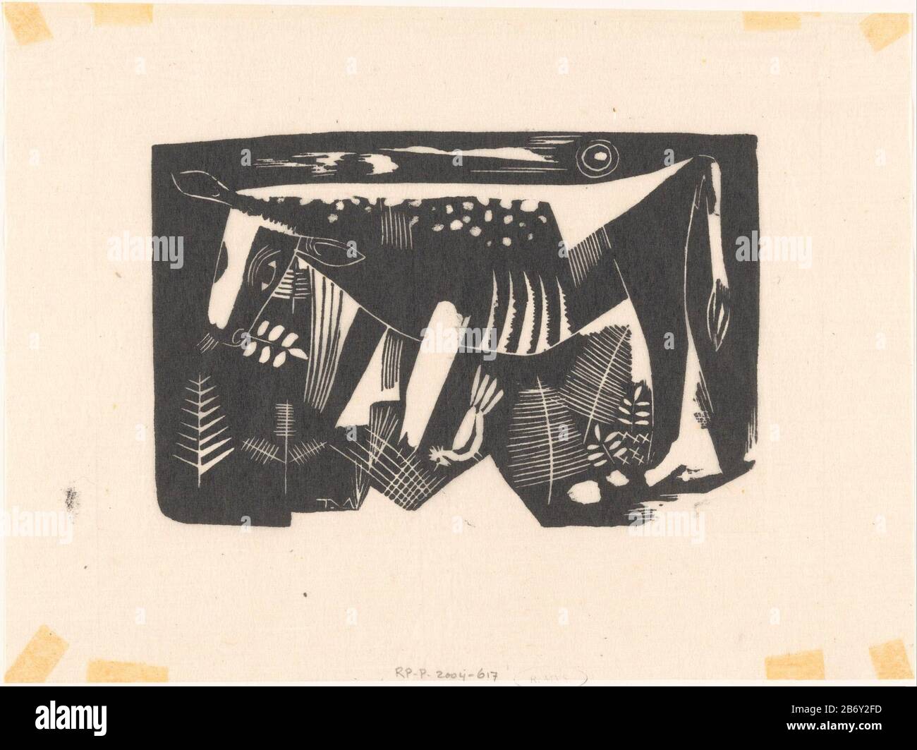 Kalf Calf Type de bien: Photo Numéro d'article: RP-P-2004-617 Inscriptions / marques: Marque du collectionneur, recto, estampées: Lugt 2228 Fabricant: Printmaker: Tnus van Doorn (bâtiment classé) Date: 1936 matériau: Papier transparent technique: Coupe du bois Dimensions : feuille: 189 mm × h 253 b mm Objet: Vache Banque D'Images