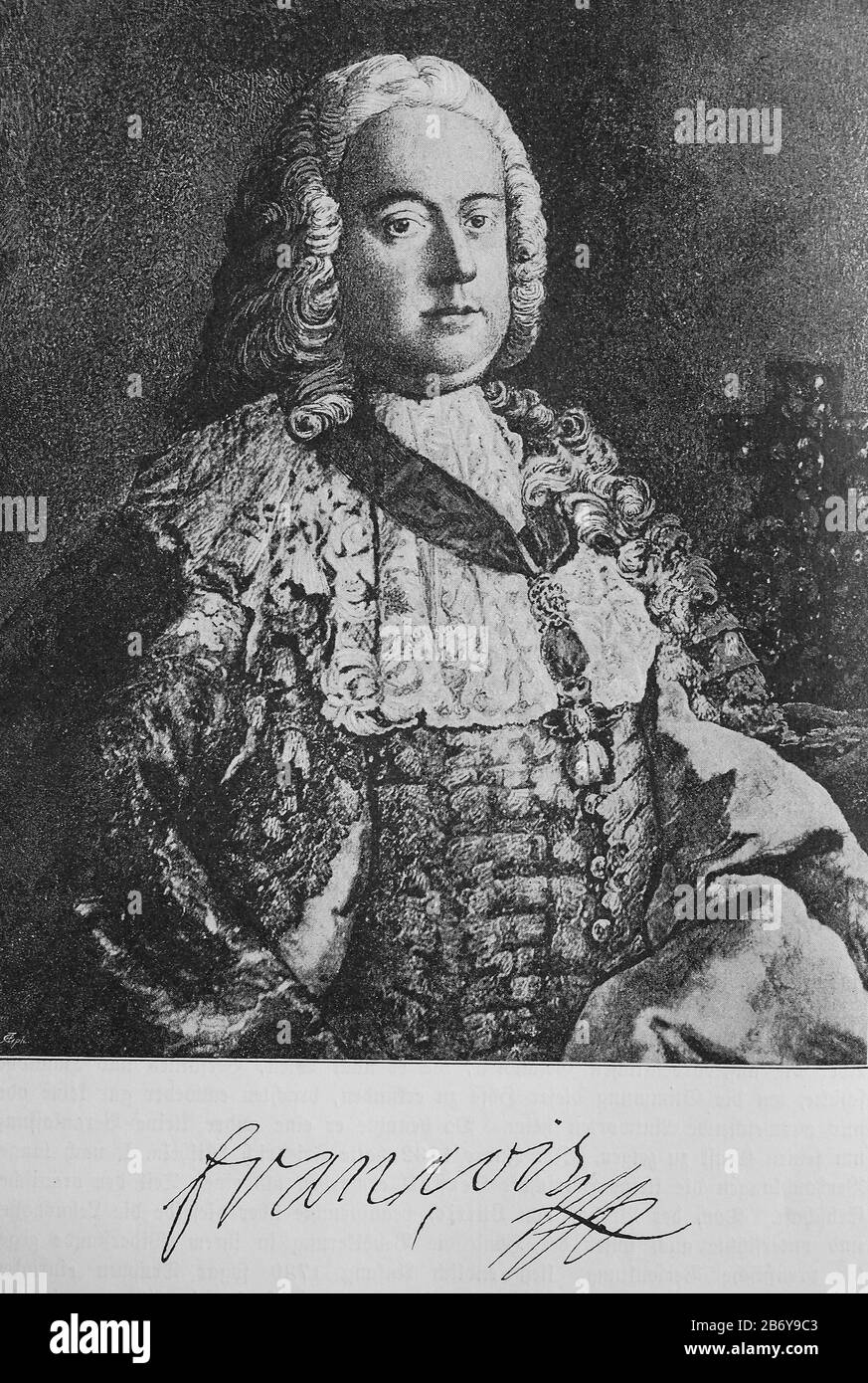 Franz Stephan De Lorraine, 8 Décembre 1708-18. Août 1765, a été d'abord de 1729 à 1736 comme Franz III Duc de Lorraine et Bar, puis de 1737 comme François II Grand-duc de Toscane et de 1745 comme François I en même temps empereur du Saint Empire romain / Franz Stephan von Lothringen, 8. Dezember 1708-18. Août 1765, guerre zunächst von 1729 bis 1736 als Franz III Herzog von Lothringen und Bar, Anschließend ab 1737 al Franz II Großherzog der Toskana und von 1745 an als Franz I. zugleich Kaiser des Heiligen Römischen Reiches, Historisch, Digital Improved reproduction of a original de t Banque D'Images
