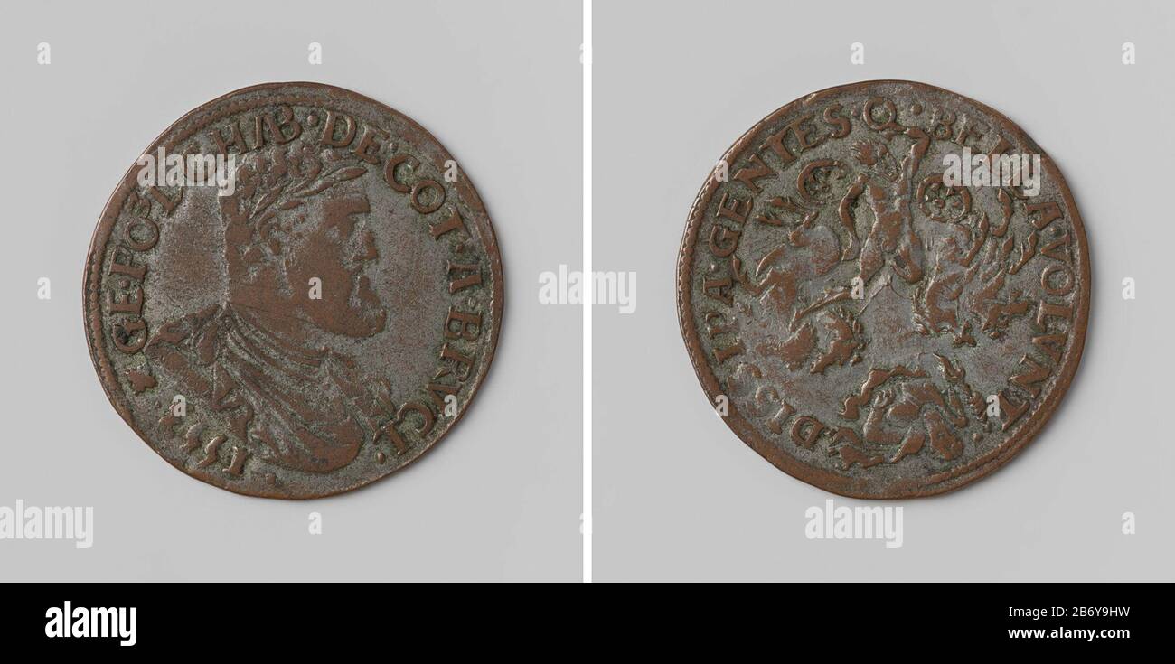 Karel V, Duits keizer, rékenpenning van de rekenkamer van Brabant te Bruxelles Koperen penning. Voorzijde: Homme borststuk rencontré lauwerkrans binnen omschrift. Keerzijde: Jupitter werpt met bliksem Phaeton uit zonnewagen binnen omschrift Fabricant : anoniemPlaats fabrication: België Dating: 1553 Physical kenmerken: Koper Material: Koper Techniek: Slaan Dimensions: D 2,9 cm. × g 4,88 gr Date : 1553 - 1553 Banque D'Images