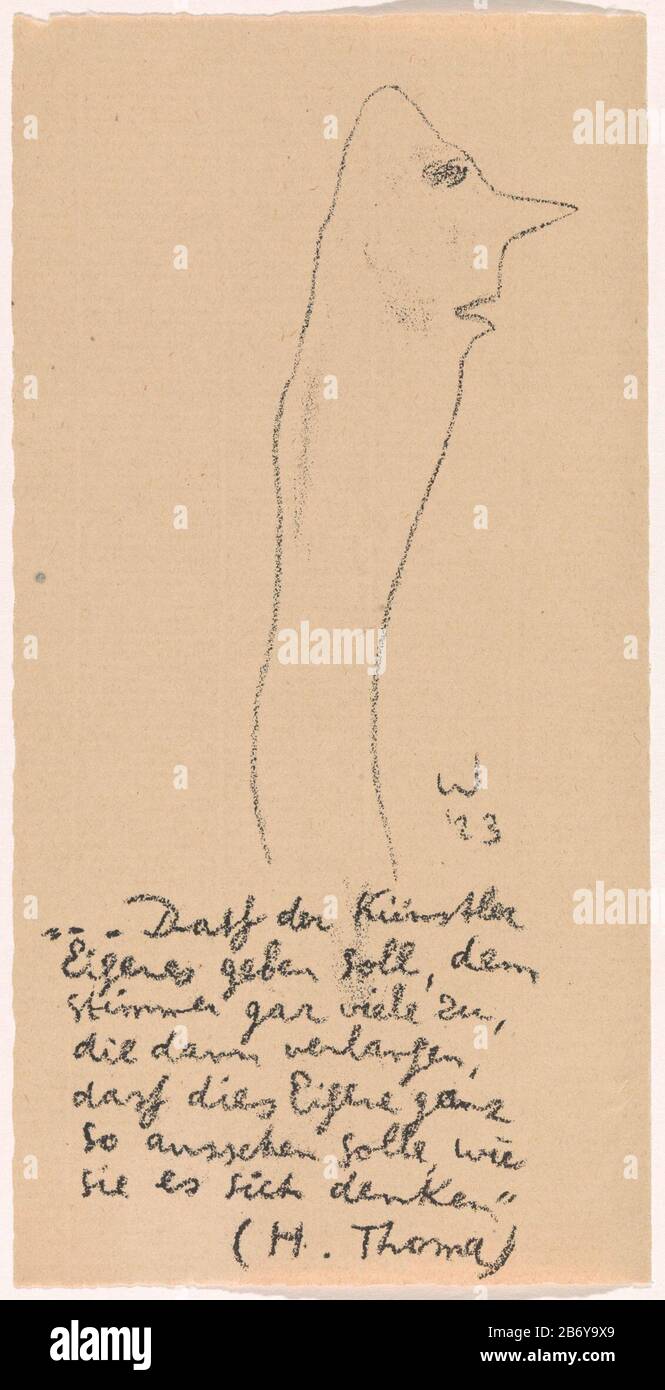 Karikatura figuur En Bas d'une citation de Hans Thoma. Fabricant : printmaker Erich Wichmann (bâtiment classé) Date : 1923 matériau : technique du papier : lithographie (technique) Dimensions : feuille : H 232 mm × W 117 mm Objet : caricatures (types humains) Banque D'Images