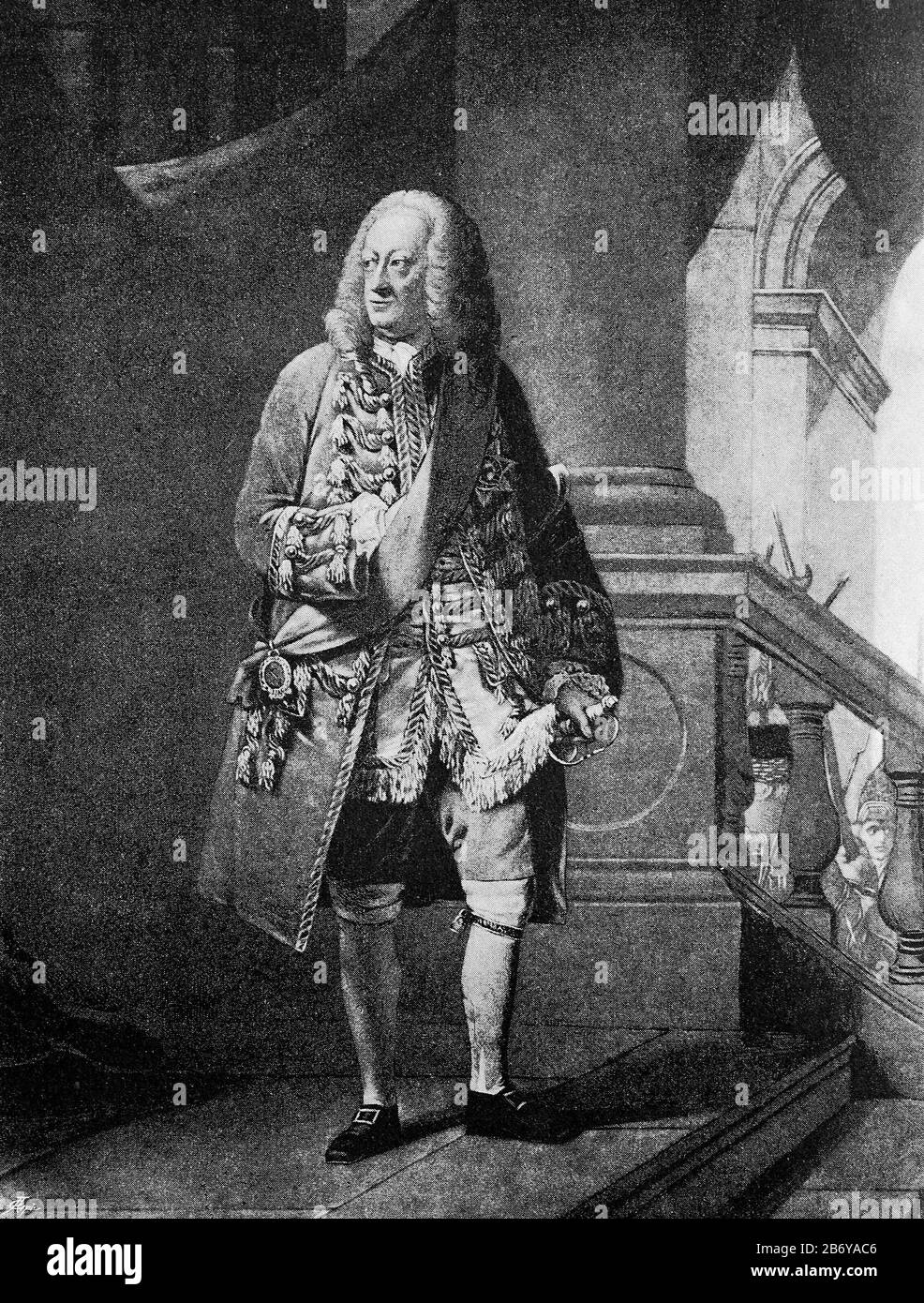 George Août II, h George Augustus, 9 novembre 1683-25. Octobre 1760, était roi de Grande-Bretagne et d'Irlande de 1727 à sa mort / Georg II Août, H George Augustus, 9. Novembre 1683-25. Oktober 1760, War von 1727 bis zu seinem Tod König von Großbritannien und Irland, Historisch, Digital amélioration de la reproduction d'un original du XIXe siècle / digitale Reproduktion einer Originalvorlage aus dem 19. Jahrhundert, Banque D'Images