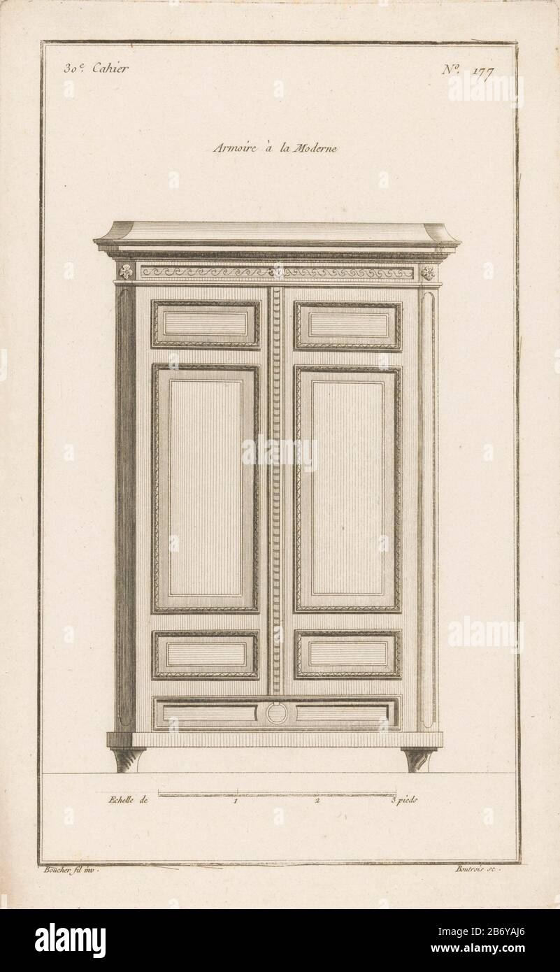 armoire décorée de motifs floraux dans les coins supérieurs. Imprimer Le Numéro 177. Fabricant : printmaker Philibert Boutropois (propriété cotée) conçu par: Juste Nathan François Boucher (bâtiment classé) Editeur: Charles le Père & Pierre-Michel AvaseulezPlaats fabrication: Paris Date: 1772 - 1779 Caractéristiques physiques: Gravure et engring matériaux: Papier technique: Gravure / A (processus d'impression) mesures: EDGE: H 324 mm × W 203 mmToelichtingPrent trois d'une série de zes. Objet: Meubles pour l'entreposage des fleurs  ornement Banque D'Images armoire décorée de motifs floraux dans les coins supérieurs. Imprimer Le Numéro 177. Fabricant : printmaker Philibert Boutropois (propriété cotée) conçu par: Juste Nathan François Boucher (bâtiment classé) Editeur: Charles le Père & Pierre-Michel AvaseulezPlaats fabrication: Paris Date: 1772 - 1779 Caractéristiques physiques: Gravure et engring matériaux: Papier technique: Gravure / A (processus d'impression) mesures: EDGE: H 324 mm × W 203 mmToelichtingPrent trois d'une série de zes. Objet: Meubles pour l'entreposage des fleurs  ornement Banque D'Images