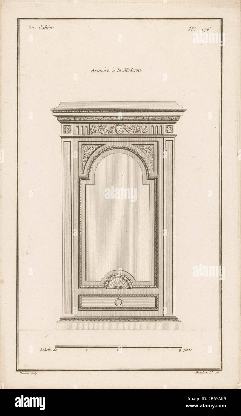 une boîte décorée avec un motif seashell, des motifs feuilles et un lion. Imprimer Le Numéro 176. Fabricant : printmaker Philibert Boutropois (propriété cotée) conçu par: Juste Nathan François Boucher (bâtiment classé) Editeur: Charles le Père & Pierre-Michel AvaseulezPlaats fabrication: Paris Date: 1772 - 1779 Caractéristiques physiques: Gravure et engring matériaux: Papier technique: Gravure / A (processus d'impression) mesures: EDGE: H 327 mm × W 203 mmToelichtingPrent deux d'une série de zes. Objet: Meubles pour storagescallop, coquille  tête de lion ornement  ornement Banque D'Images une boîte décorée avec un motif seashell, des motifs feuilles et un lion. Imprimer Le Numéro 176. Fabricant : printmaker Philibert Boutropois (propriété cotée) conçu par: Juste Nathan François Boucher (bâtiment classé) Editeur: Charles le Père & Pierre-Michel AvaseulezPlaats fabrication: Paris Date: 1772 - 1779 Caractéristiques physiques: Gravure et engring matériaux: Papier technique: Gravure / A (processus d'impression) mesures: EDGE: H 327 mm × W 203 mmToelichtingPrent deux d'une série de zes. Objet: Meubles pour storagescallop, coquille  tête de lion ornement  ornement Banque D'Images