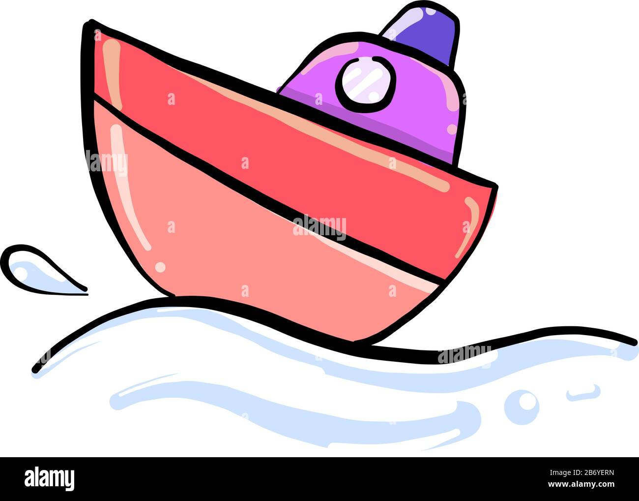 Bateau sur l'eau, vecteur illustration, sur fond blanc. Illustration de Vecteur