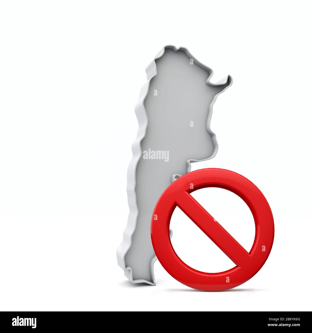 Carte Argentine avec rouge pas de signe d'avertissement d'entrée. Rendu 3D Banque D'Images