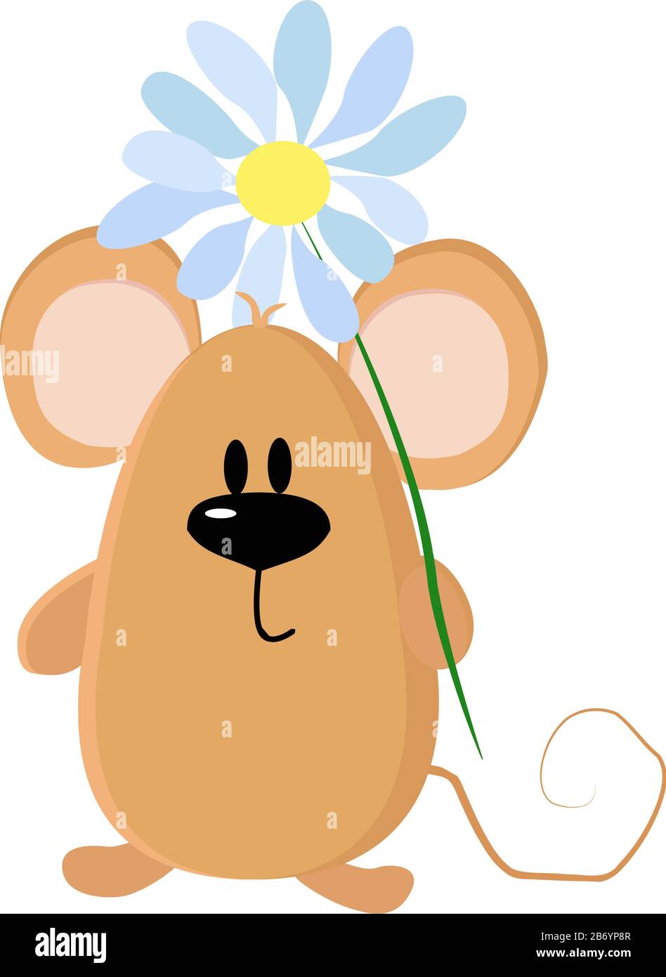 Souris avec fleur, illustration, vecteur sur fond blanc. Illustration de Vecteur