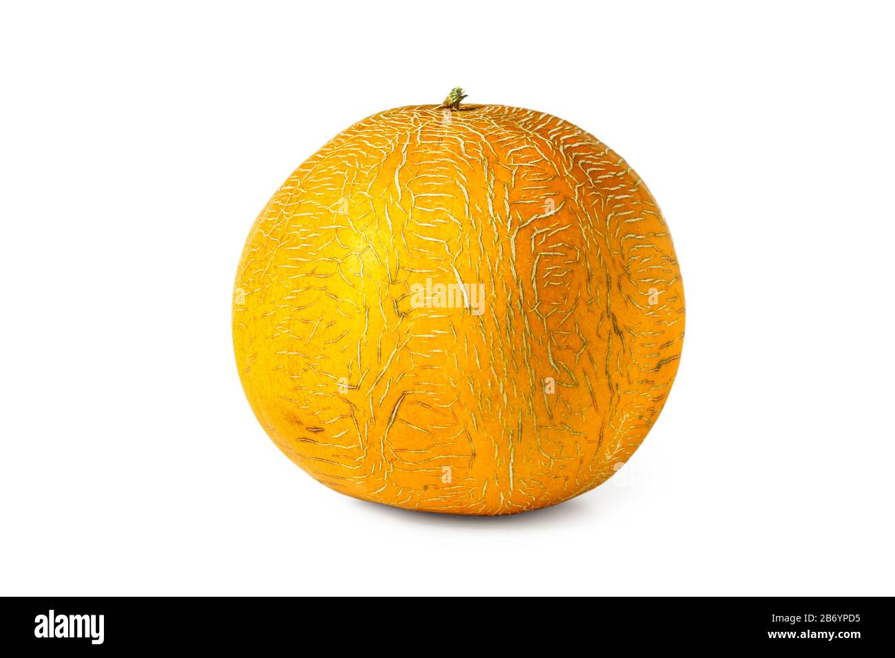 Melon jaune mûr isolé sur blanc Banque D'Images