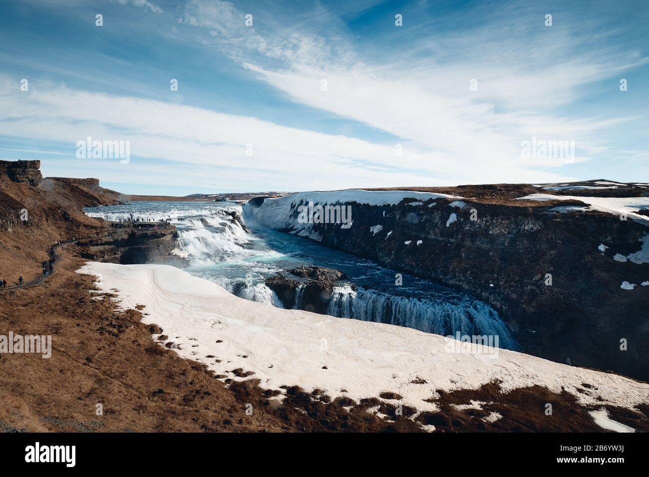 Le paysage de la cascade de Gullfoss, située sur la route Gloden Circle dans le sud-ouest de l'Islande Banque D'Images