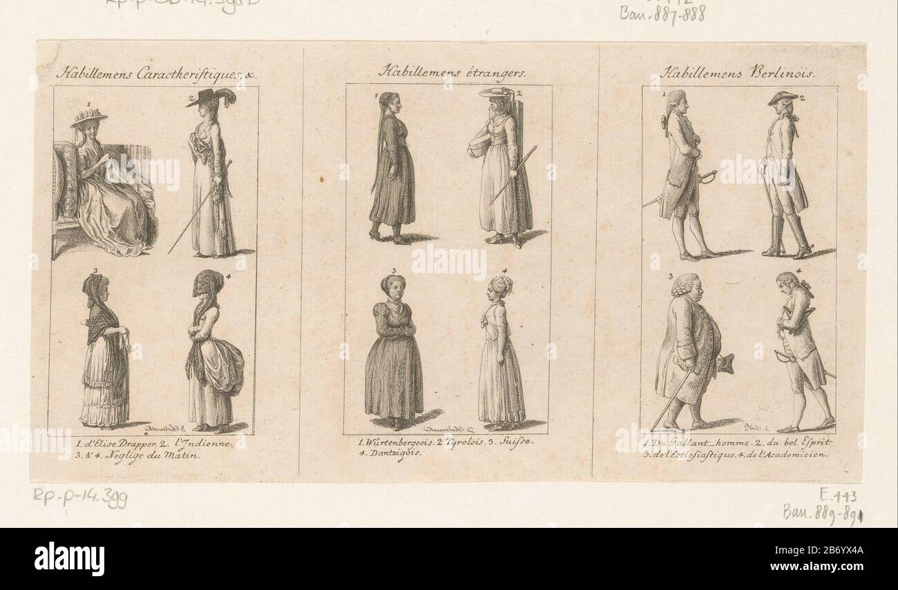Kleding voor dames en heren Exemples Numérotés sont la signature toegelicht. Fabricant : printmaker Daniel Nikolaus ChodoWie: CKI (propriété cotée) Lieu de fabrication: Berlin Date: 1782 matériau: Technique du papier: Dimensions de gravure: Feuille: H 110 mm (bord de la plaque intérieure découpée) × W 207 mm (bord de la plaque intérieure découpée) Commentaires Imprimer utilisée: Köningl. Gros. Calendrier généalogique auf das Jahr 1783. Lauenburg : J. G. Berenberg, 1782. Objet: Vêtements à usage spécial, vêtements Banque D'Images