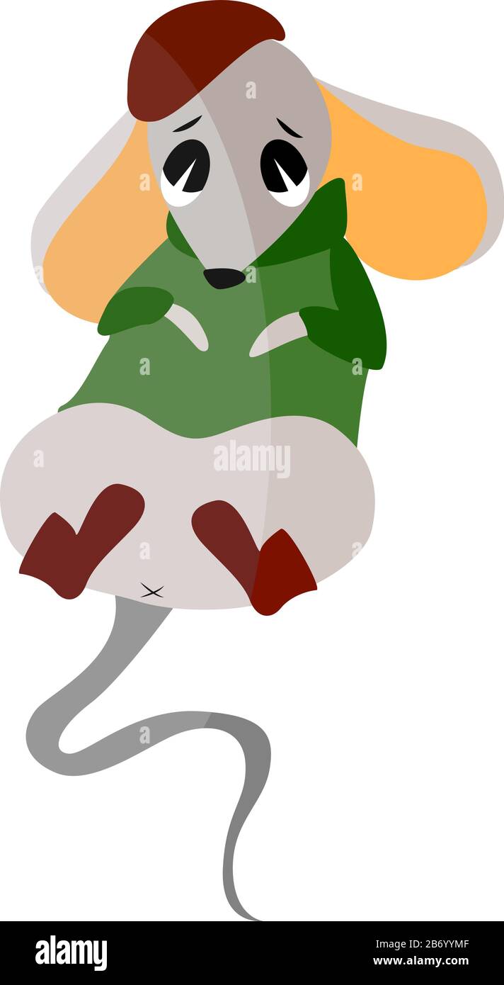 Triste petite souris, illustration, vecteur sur fond blanc. Illustration de Vecteur