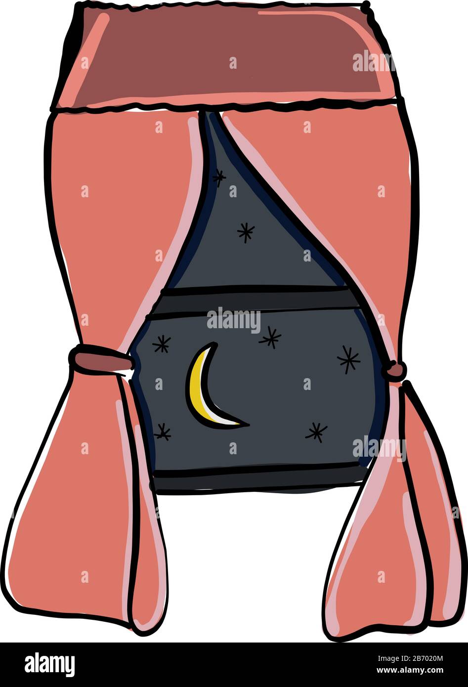 Fenêtre avec rideau, illustration, vecteur sur fond blanc. Illustration de Vecteur