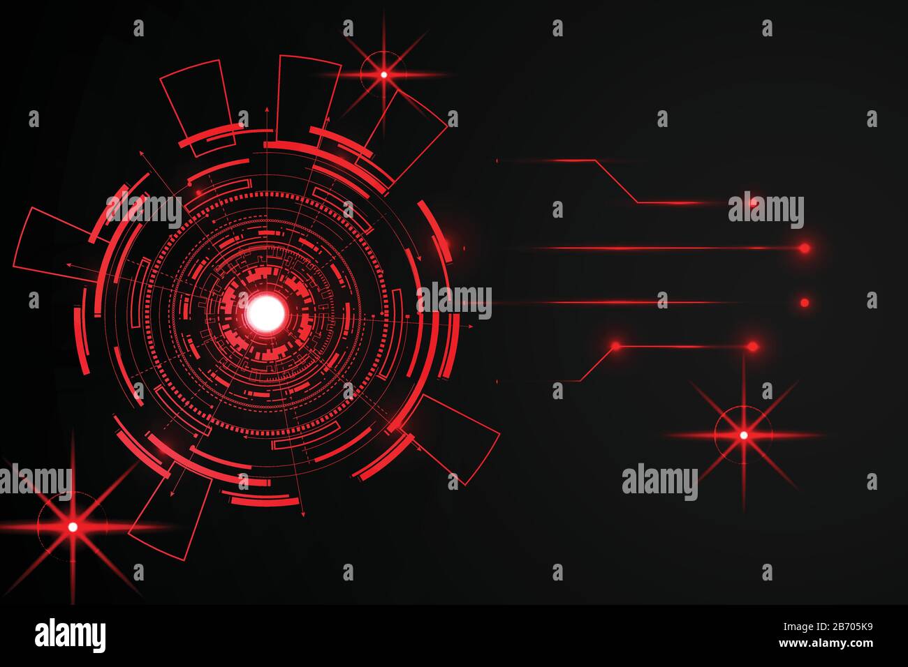 Résumé Red Circle Technology background sur l'avenir de haute technologie fond sombre. Pour modèle, web design ou présentation. Illustration de Vecteur