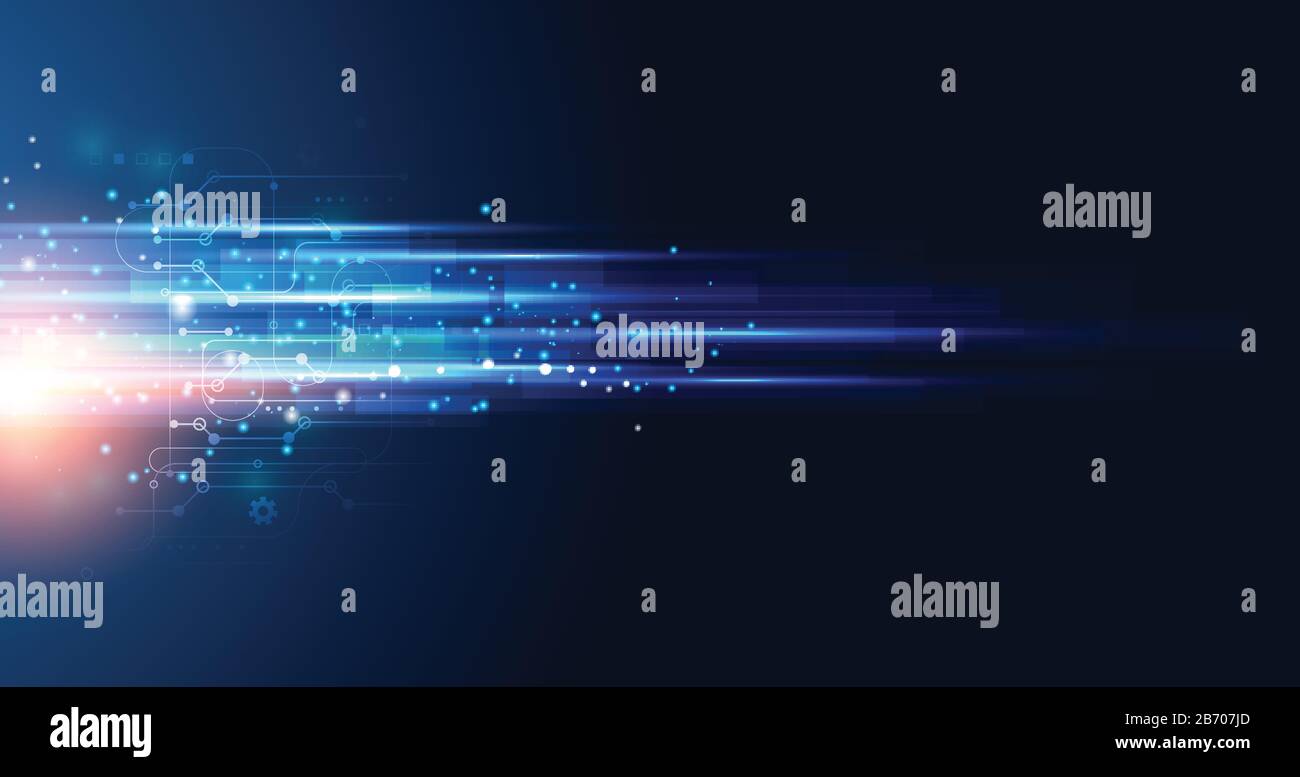 Technologie abstraite concept d'arrière-plan hi tech vitesse mouvement flou de mouvement se déplaçant rapidement dans la lumière pour la conception de modèle bleu foncé .illustration vectorielle Illustration de Vecteur