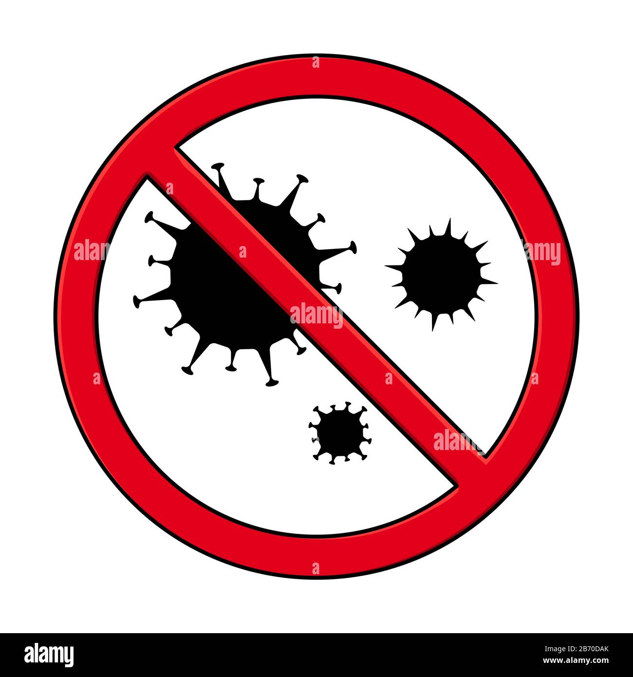 Icône de silhouette de coronavirus avec signe Interdiction rouge, 2019-nCoV Novel Coronavirus Bactérie. Pas D'Infection Et D'Arrêt Des Concepts De Coronavirus. Cordon Dangereux Illustration de Vecteur