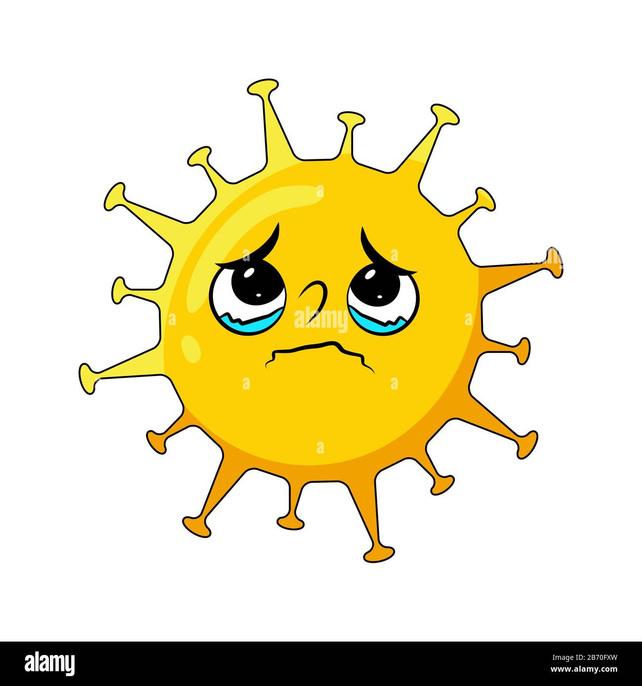 Corona virus Cartoon Character Design Ayant presque commencé à pleurer Le Visage. Nouveau Virus Microbien Dangereux Chinois Covid 019. Mol. Coronavirus Illustration de Vecteur