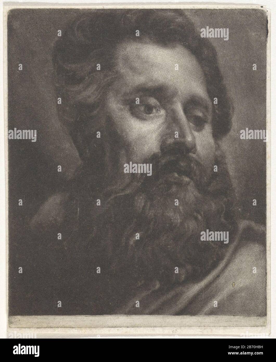 Kop van een man met een baard Chef d'un homme avec une barbe type d'objet: Photo Numéro d'article: RP-P-1910-1622 Inscriptions / marques: Marque du collectionneur, verso, estampées: Lugt 2228 Fabricant : printemeur: Anonyme Date: 1650 - 1800 Caractéristiques physiques: Mezzoint matériau: Papier technique : mezzoint dimensions: Bord: Plaque: H 95 mm × l 77 mm Banque D'Images