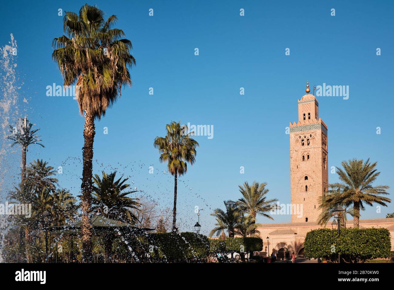 La Mosquée Koutoubia est la plus grande mosquée de Marrakech, au Maroc. Banque D'Images