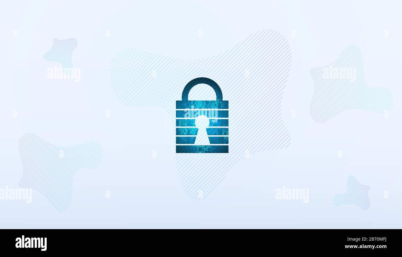 Résumé cyber-sécurité avec technologie cadenas bleu Futur cyber-arrière-plan. Illustration de Vecteur