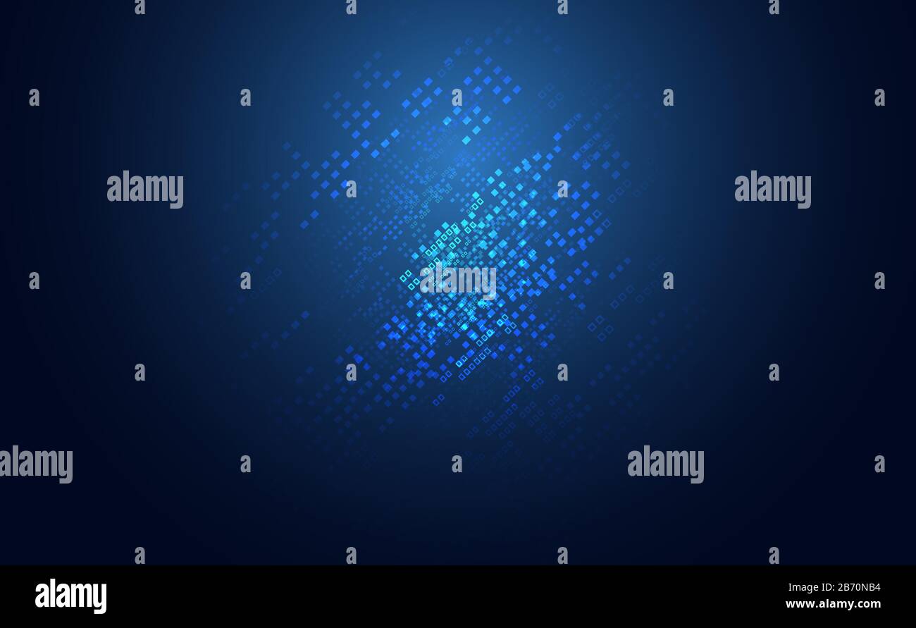 Concept futuriste de panneaux carrés numériques sur fond bleu foncé Illustration de Vecteur