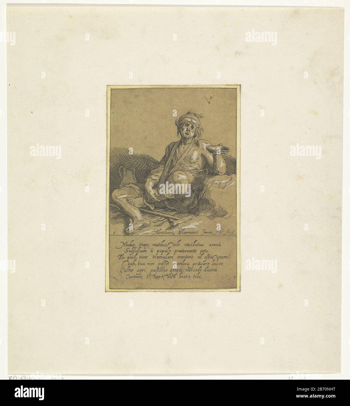 Kreupele bedelaar a rencontré een bakje Kleine figuren (servietitel) dans la marge inférieure de six lignes de texte latin. À gauche sous le numéro « 1 ». Fabricant : printmaker: Frederick Bloemaert (bâtiment classé), conçu par Abraham Bloemaert (propriété cotée) Lieu de fabrication: Utrecht Date: Après 1635 Caractéristiques physiques: Gravure en noir et chiaroscuro bois coupés en marron; imprimé sur une plaque de cuivre, et un bloc de bois: Ingénierie du papier: Gravure / chiaroscuro-bloc dimensions: H 123 mm × b 78 mm Objet : mendiant Banque D'Images