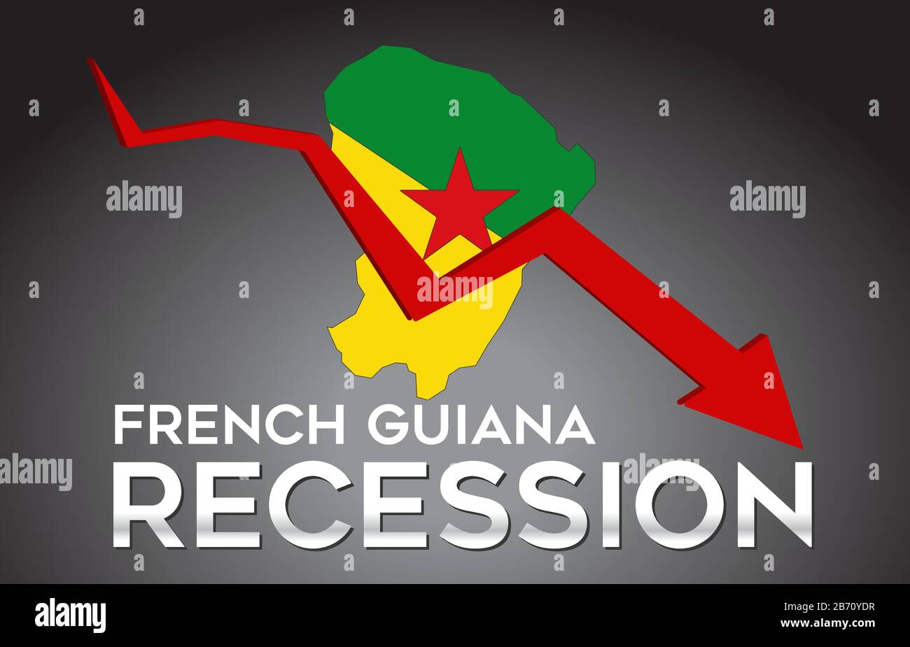 Carte De La Récession De La Guyane Française Crise Économique Concept Créatif Avec Crash Économique Arrow Vector Illustration Design. Illustration de Vecteur