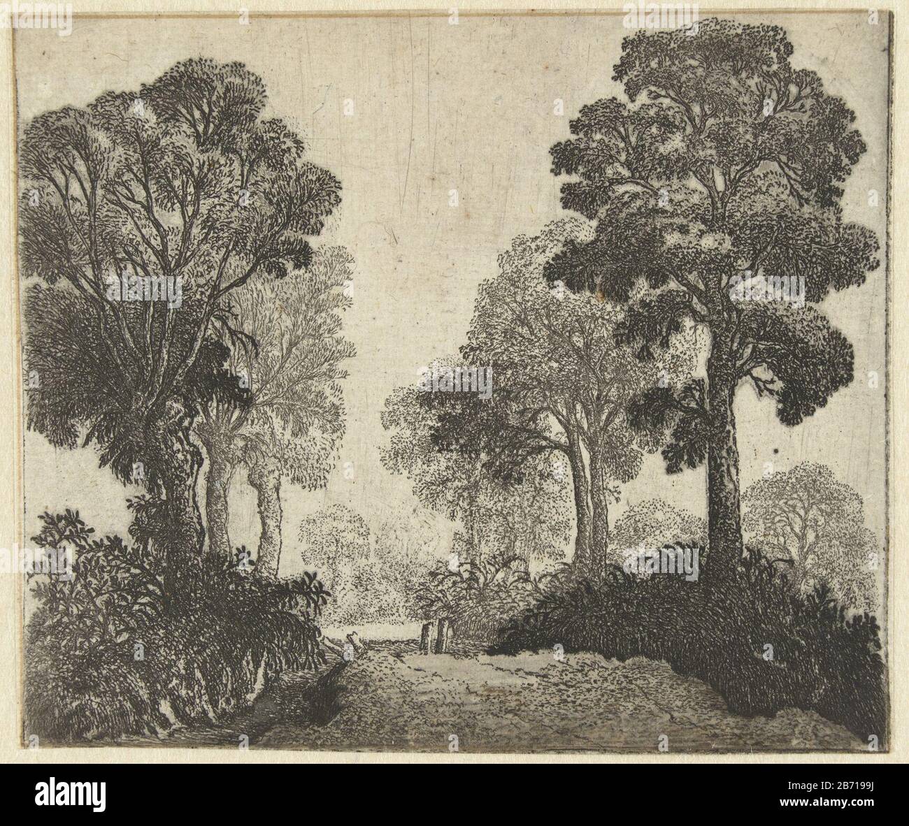 Landschap met bomen langs een pad Paysage avec arbres le long d'un pad Type d'objet : photo Numéro d'article: RP-P-BI 4918Catalogusreferentie: Holllstein Néerlandais 5 Inscriptions / marques: Marque de collectionneur, centre inférieur inversé, estampillé: Lugt 2228a Fabricant: Printmaker Jan van Brosterhuyzennaar propre design: Jan Brosterhuzenyzelaats Pays-Bas Date de fabrication: 1610 - 1650 Caractéristiques physiques: Matériau de gravure: Papier technique: Dimensions de gravure: Bord de la plaque: H 96 mm × W 114 mm Objet: Route, chemin Banque D'Images
