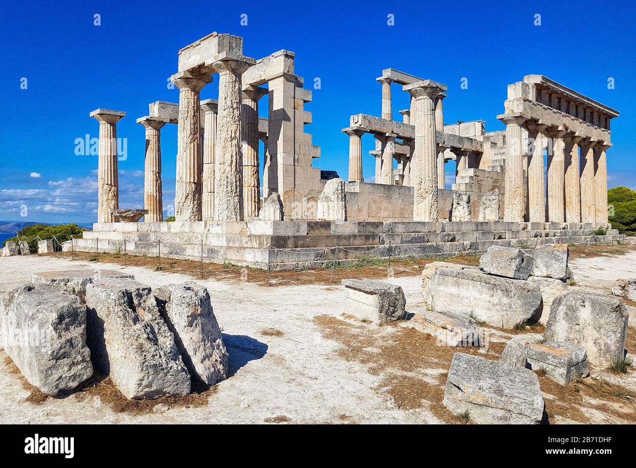 Le temple d'Aphaia sur l'île grecque d'Aegina Banque D'Images