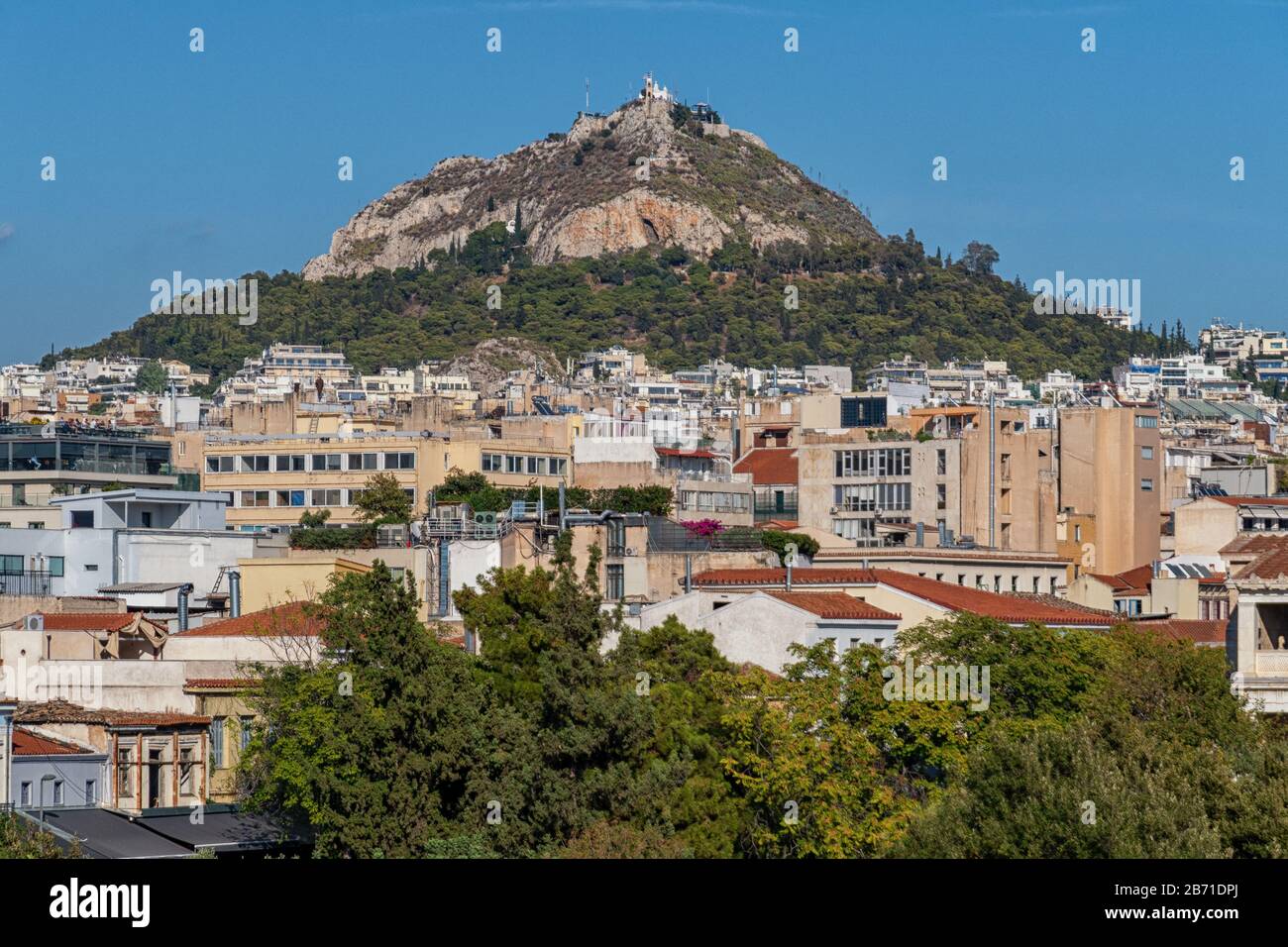 La colline de Lycabettus à Athènes Banque D'Images