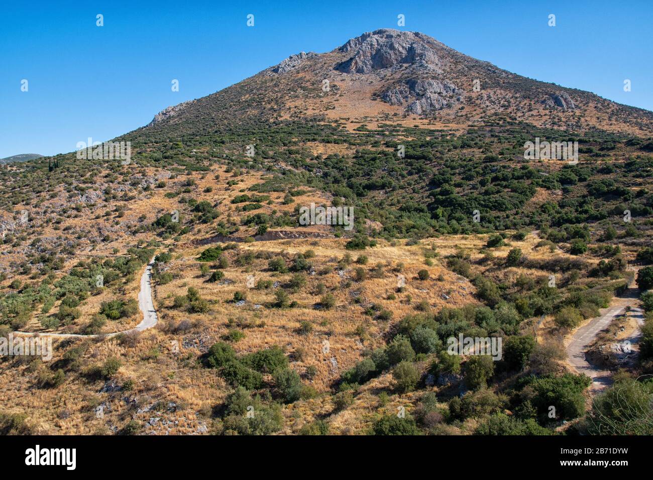 Vue sur les montagnes à Mycenae Banque D'Images