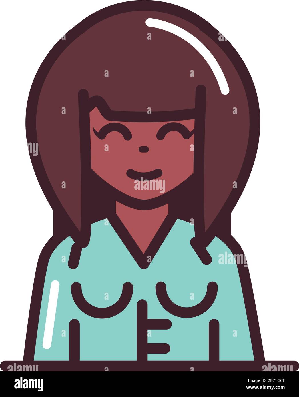 avatar femme personnage femme portrait dessin animé scénario ligne d'illustration et icône de style de remplissage Illustration de Vecteur
