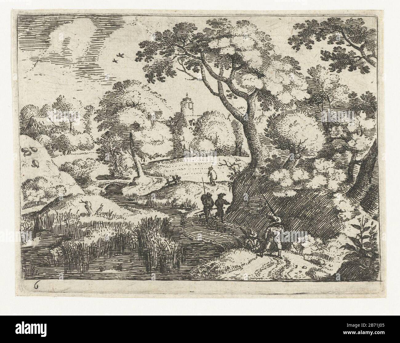 Landschap met reiziger en soldaten Zes landschappen met reizigers (serietitel) Paysage avec voyageur et soldatenZes paysages avec voyageurs (titre de la série) Type de bien: Imprimer Numéro de série: 6 / 6Objectnummer: RP-P-OB-12.626Catalogusreferentie: Hollstein Néerlandais 13-2 (3) Description: Dans un paysage vallonné passe le long d'un champ. Au premier plan, un certain nombre de soldats. Ce tirage fait partie d'une série de six paysages de reizigers. Fabricant : printmaker Jacob Savery (I) éditeur: Nicolaes de Clerck (possible) Lieu de fabrication: Printmaker: Netherlands Éditeur: DELF Banque D'Images