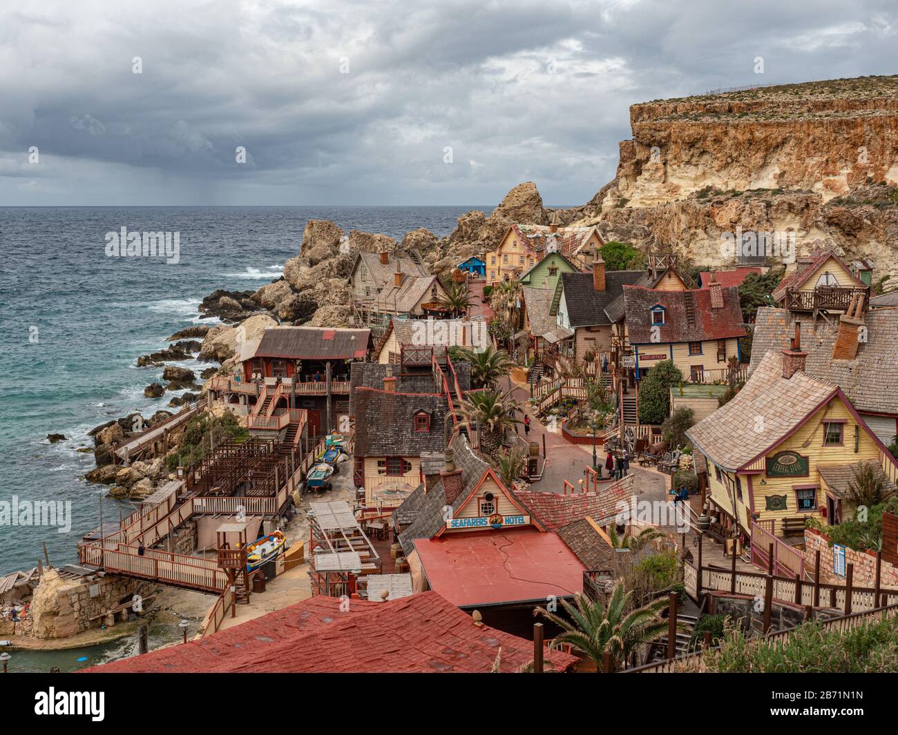 Popeye Village - un site touristique et ancien lieu de tournage à Malte Banque D'Images