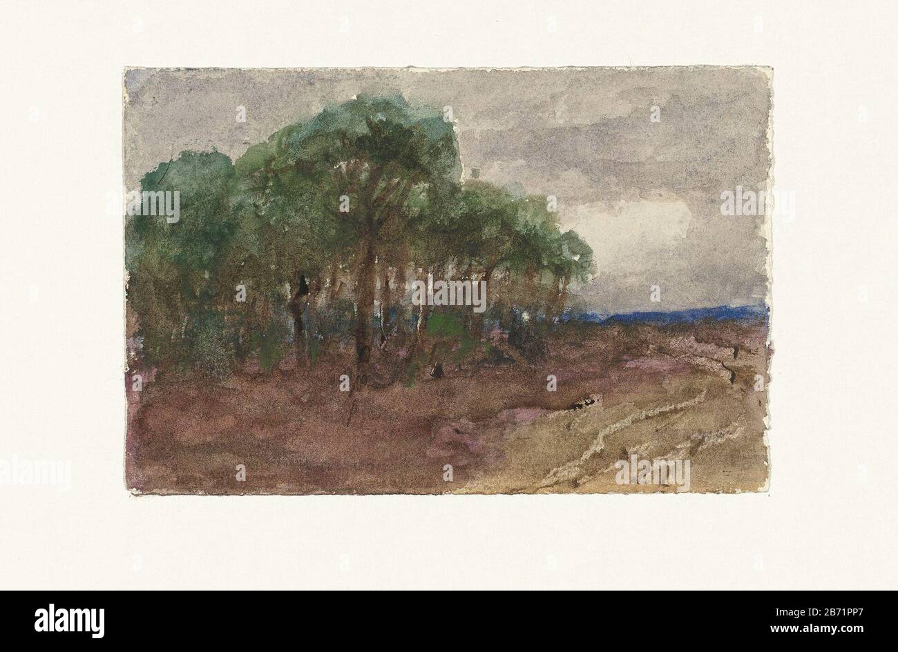 Landschap Landschap Type d'objet : tekening briquekaart Objectnummer: RP-T-1959-339 Fabricant : dessinateur: Sientje Mesdag-van Houten Dating: 1844 - 1909 kenmerken physique: Aquarel Material: Papier waterverf Techniek: Penseel / aquarelleren Dimensions: H 89 mm × 134 mm Banque D'Images