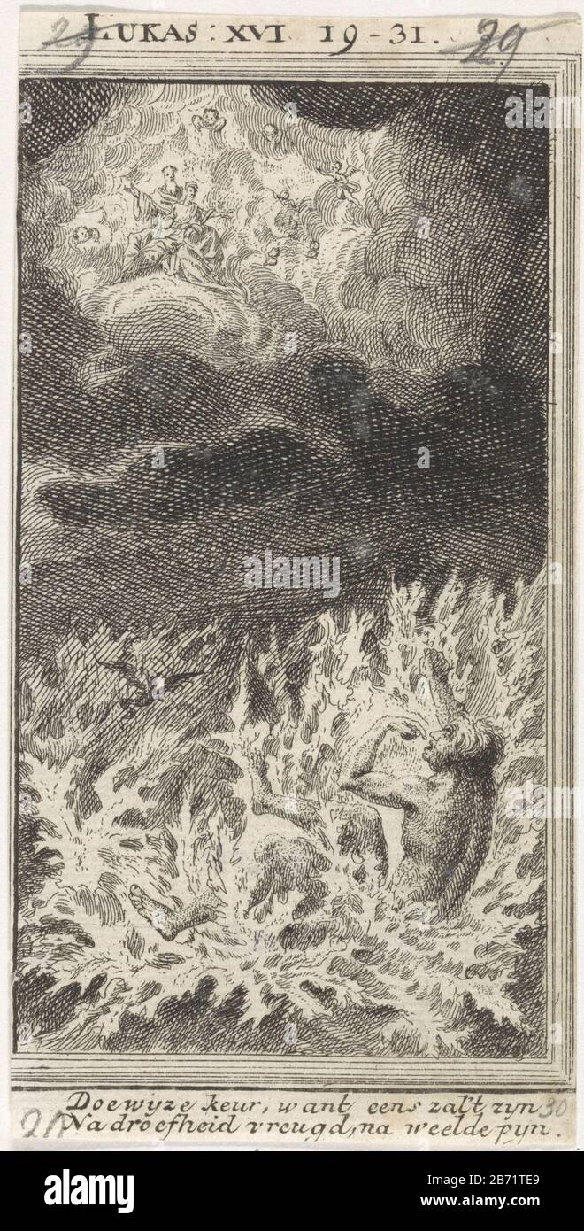 Lazarus in Abrahams schoot en de rijke man in de hel Lazarus in Abraham's bosom and the rich man in hel Type d'objet : photo Numéro d'article: RP-P-1896-A 19368-2798 Inscriptions / marques: Marque du collectionneur, verso, estampillée: Lugt 2228 Fabricant: À imprimer par Jan Luyken auteur: Fabrication anonyme: Amsterdam Date: 1712 Caractéristiques physiques: Matériau de gravure: Technique du papier: Dimensions de gravure: Feuille: H 135 mm × W 69 mmToelichtingKopie illustration pour: Luyken, Jan Bybel impression. Amsterdam: Pieter Arentsz. II (mer.) Et Cornelis Van der sys, 1712, p. 29. Sujet: L'homme riche (Dives) Banque D'Images