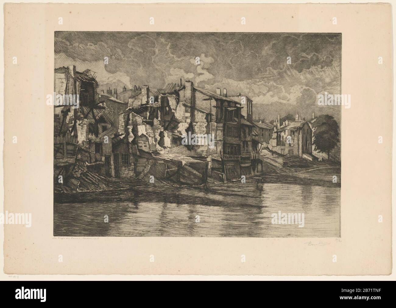 Le Canal à Verdun Type de bien: Photo Numéro d'article: RP-P-1967-77 Fabricant: Printmaker: Bernard Klene Date: 1880 - 1930 Caractéristiques physiques: Gravure: Technique du papier: Gravure Banque D'Images