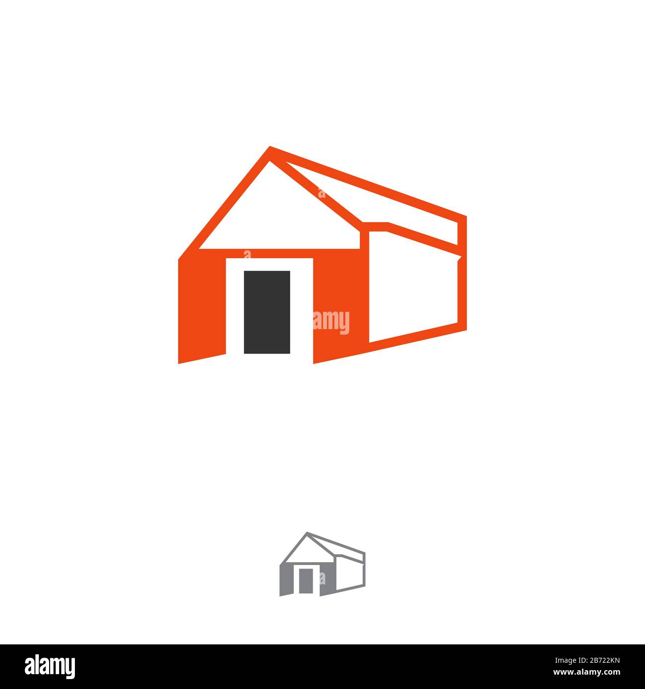 Modèle de conception de logo de maison abstrait. Signe immobilier haut de gamme. Protection universelle soins à domicile Immo Business Vector icône. Logique négative de l'idée d'espace Illustration de Vecteur