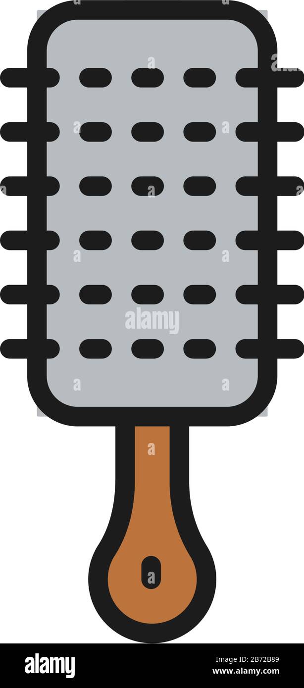 Brosse à cheveux massante, icône en forme de peigne à lignes de couleur plates. Illustration de Vecteur