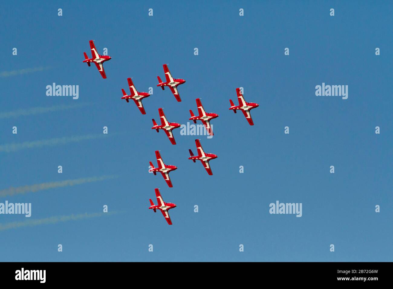 Les Snowbirds, 431 Escadron de démonstration aérienne, équipe de démonstration de vol en acrobatie de la Royal Canadian Air Force, qui se produit à Nanaimo, en Colombie-Britannique, au Canada Banque D'Images