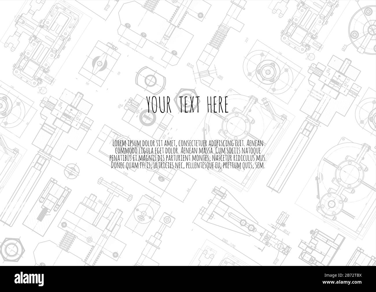 Contexte du dessin technique . Dessin d'ingénierie mécanique. Arrière-plan du dessin de la ligne du moteur Illustration de Vecteur