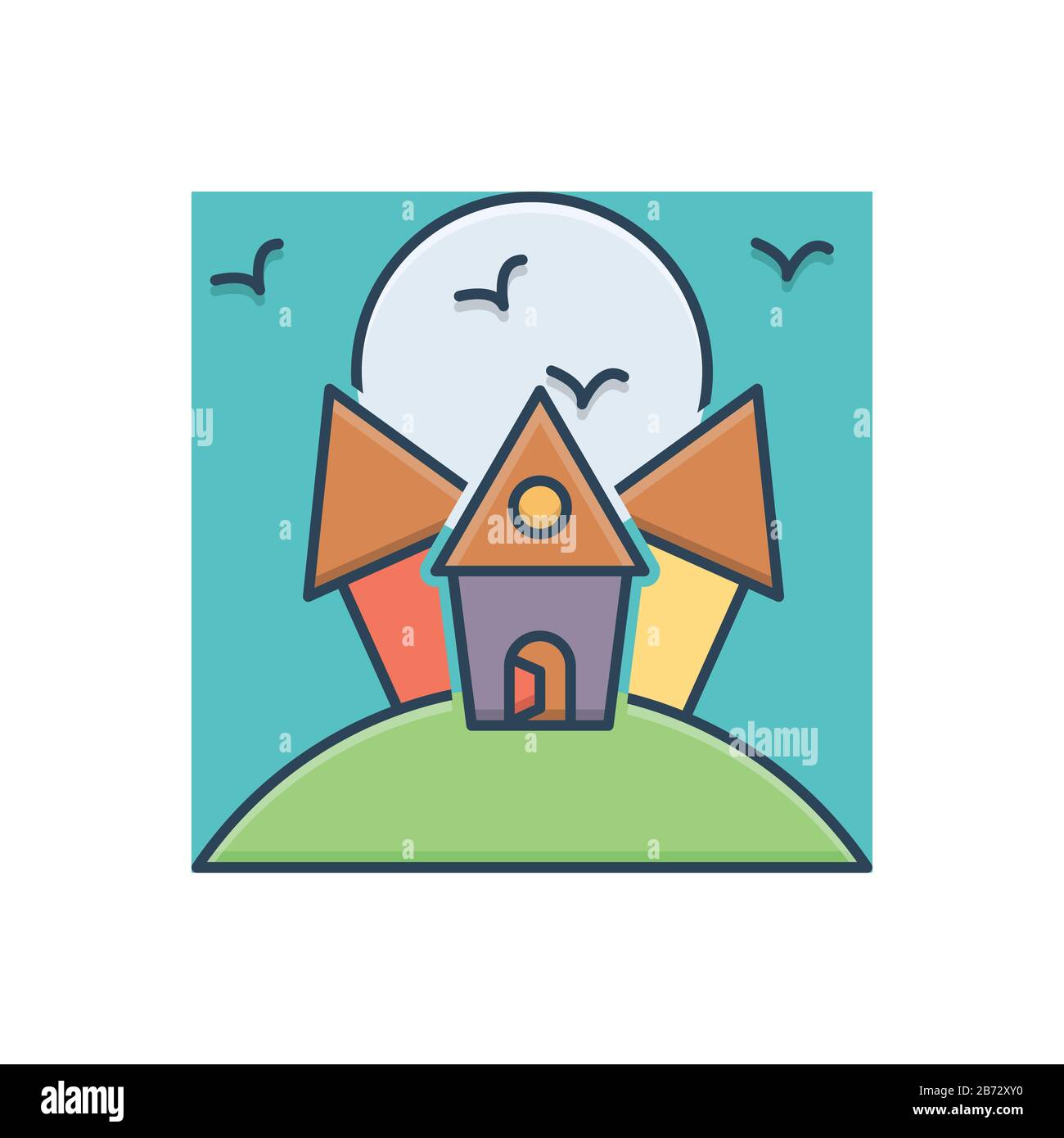 Icône pour une maison effrayante, effrayante Illustration de Vecteur