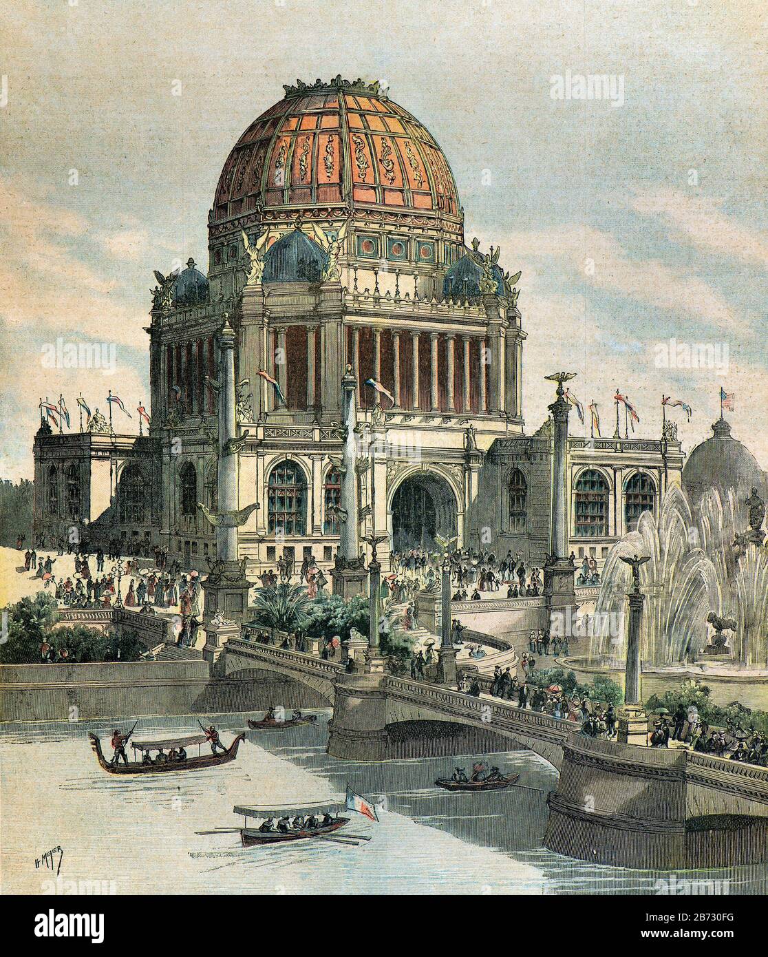 Meyer Henri ( 1841 - 1899 ) - Maison de la ville blanche à la Foire mondiale de 1893 à Chicago - Collection privée Banque D'Images