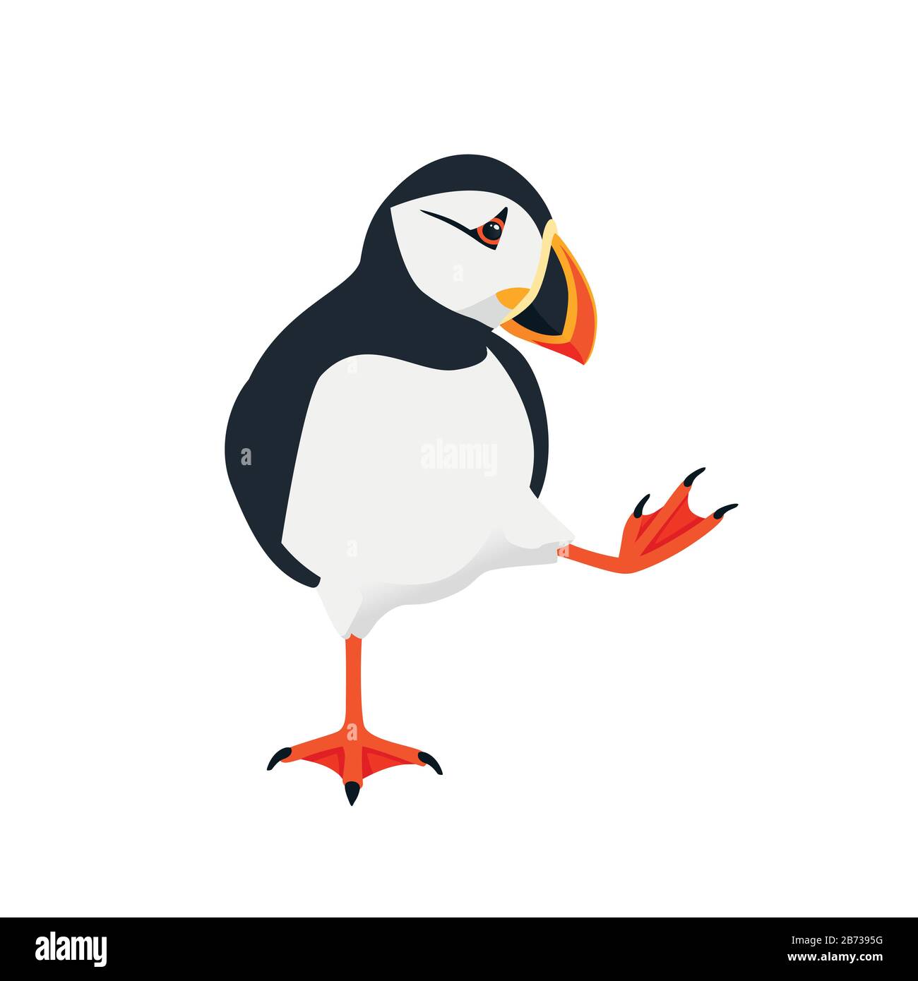 Motif animal de caricature des oiseaux de macareux de l'Atlantique illustration vectorielle plate isolée sur fond blanc. Illustration de Vecteur