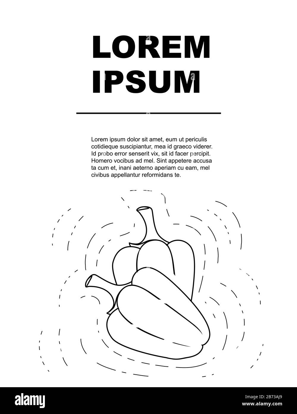 Brochure publicitaire ou carte de vœux avec illustration vectorielle plate au niveau du poivron sur fond blanc. Illustration de Vecteur
