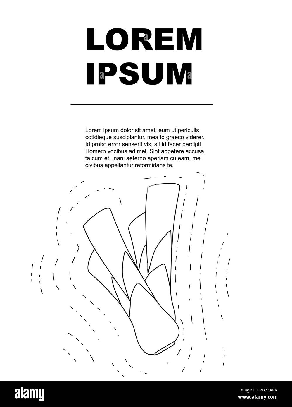 Brochure publicitaire ou carte de vœux avec contour leek illustration vectorielle plate sur fond blanc. Illustration de Vecteur