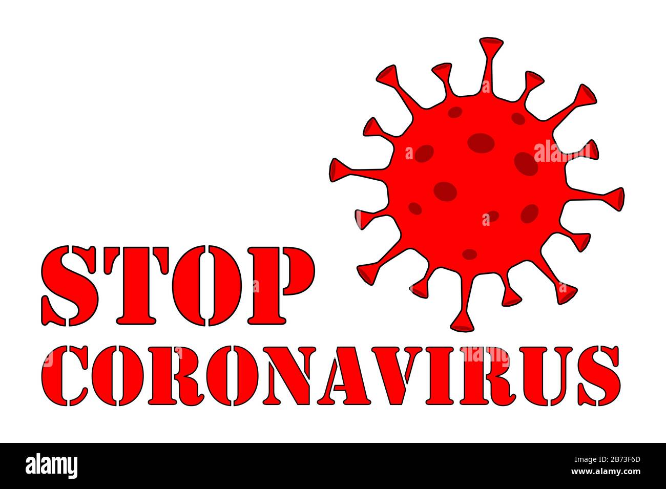 Arrêter Le Texte Du Virus Corona. Éclosion De Coronavirus En Chine. Attention Corona-virus. Risque Pour La Santé Publique. La lutte contre le coronavirus. Pas D'Infection Et Arrêt Illustration de Vecteur