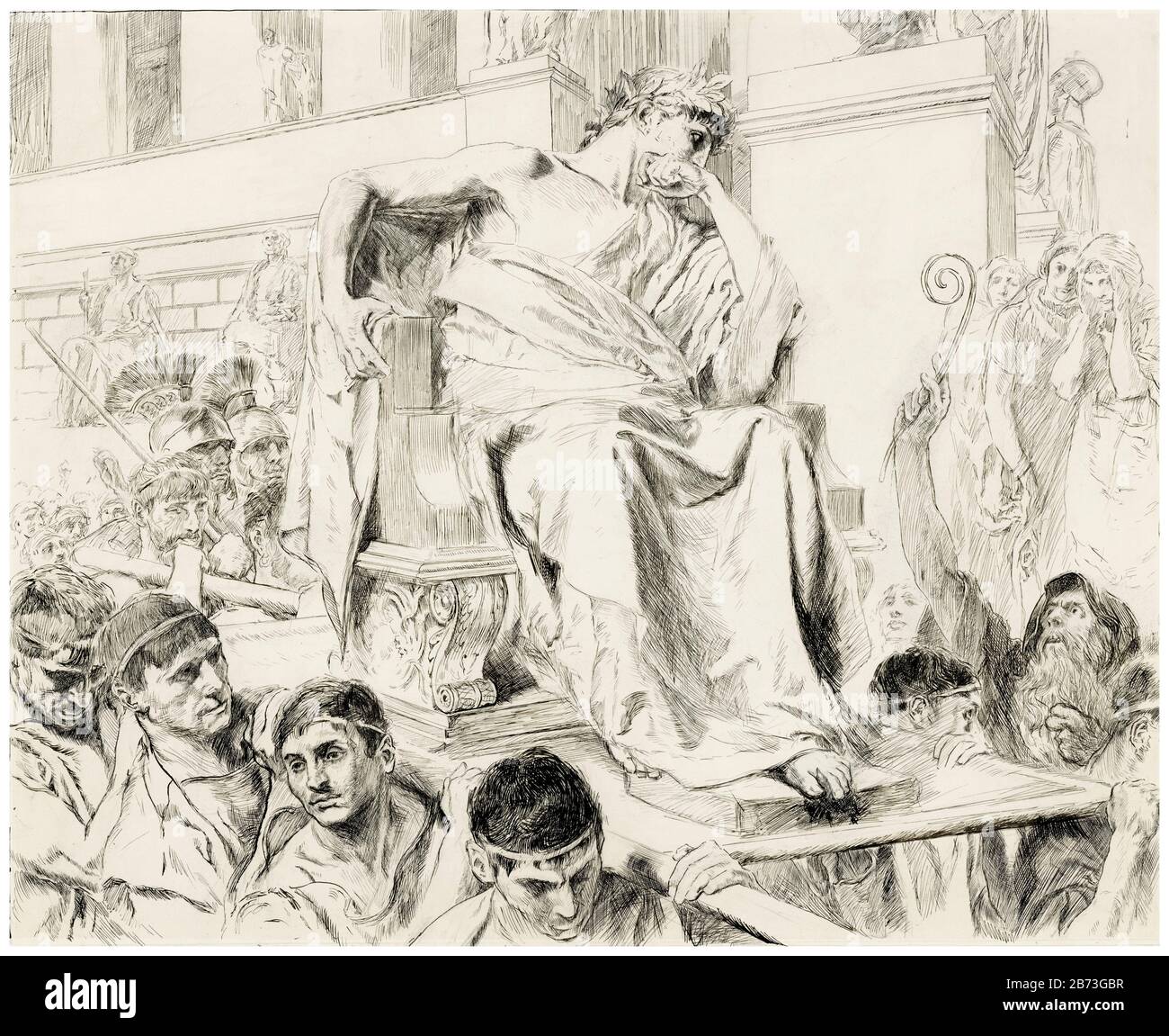 Les Ides de mars sont venus, Act III: Scène I, Julius César, illustration du 20ème siècle de l'abbaye d'Edwin Austin, vers 1906 Banque D'Images