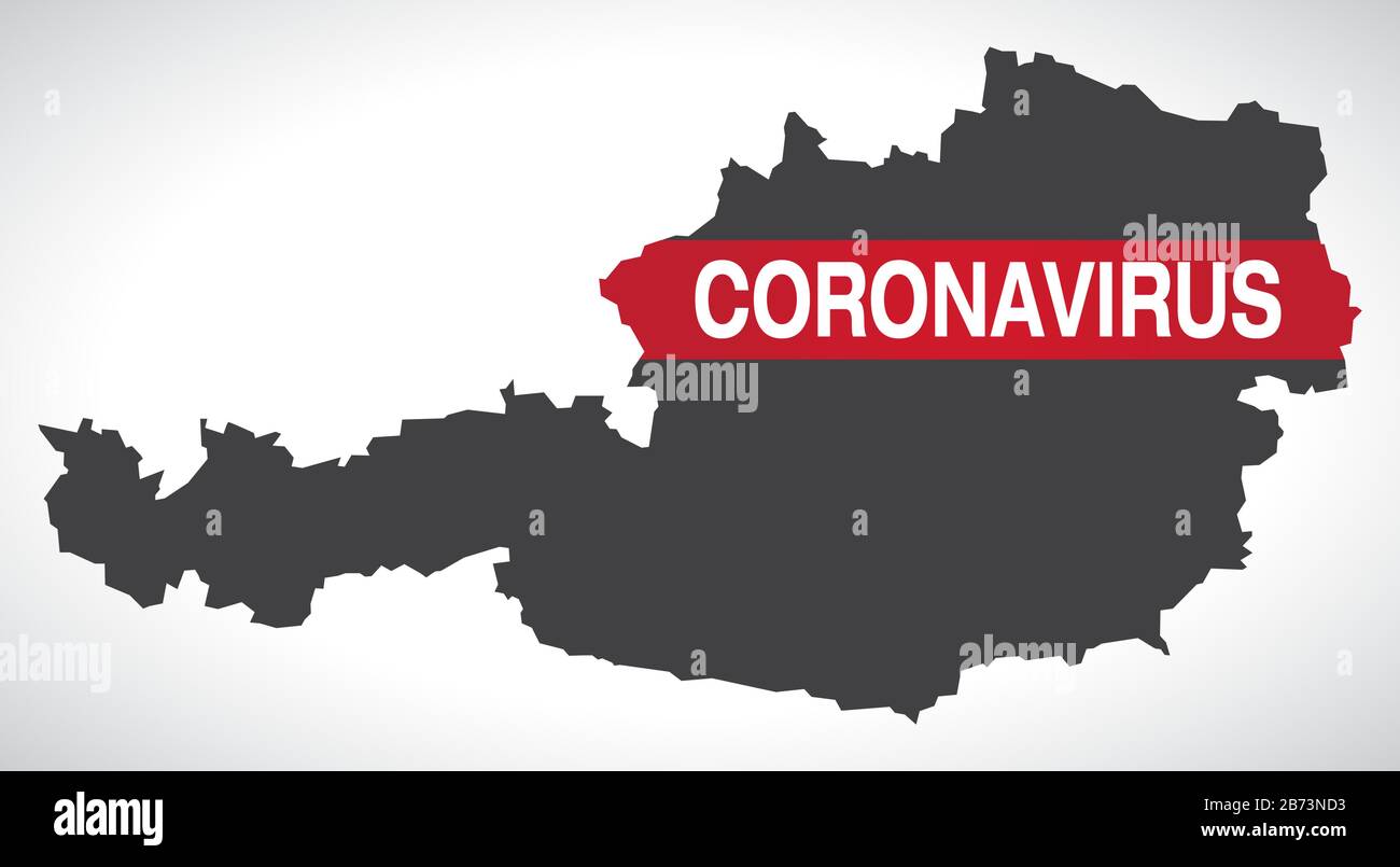 Autriche carte avec illustration d'avertissement de Coronavirus Illustration de Vecteur
